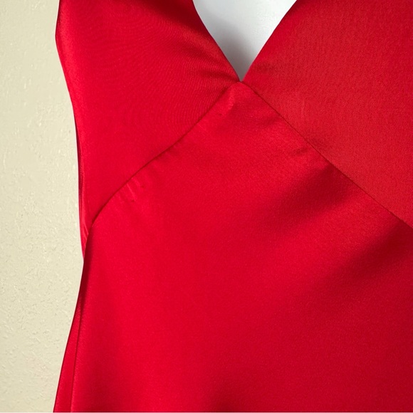 Halogen red v-neck empire waist gown maxi dress satin S - Picture 4 of 13